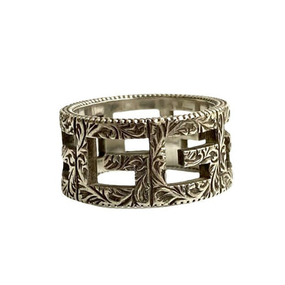 Gucci Square G Arabesque Silver 925 Ring No 18 Accessory Men's