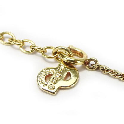 Christian Dior Necklace Metal Gold Heart Rhinestone Accessories Women Ladies