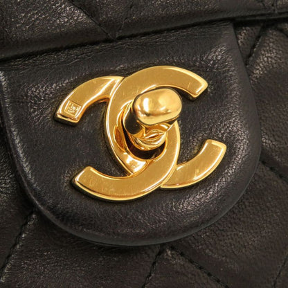 Chanel Mini Matelasse Lambskin Leather Black #4 Gold Chain Shoulder Bag Black