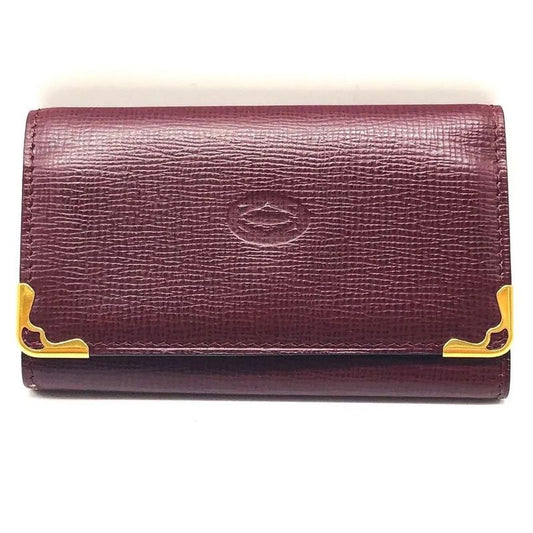 Cartier Key Case 6 Bridges L3000156 Must Line Leather Red Hardware Gold