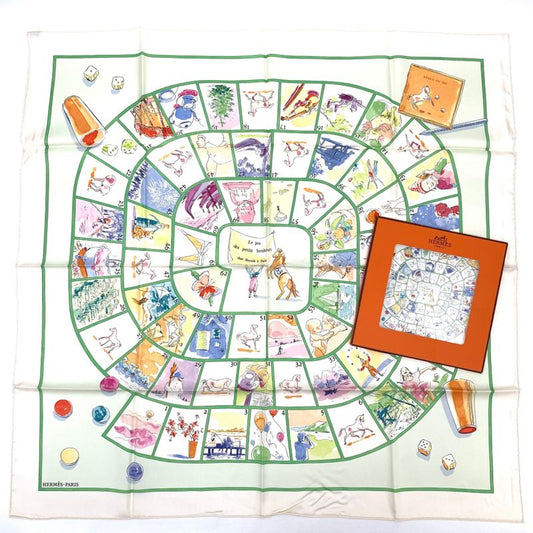 Hermes Carre 90 Le Jeu Des Petits Bonheurs Small Happy Game Scarf 100% Silk