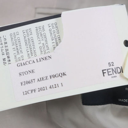  Fendi 2021 Fj0657 41% Linen Peaked Lapel Logo Embroidery Single Jacket