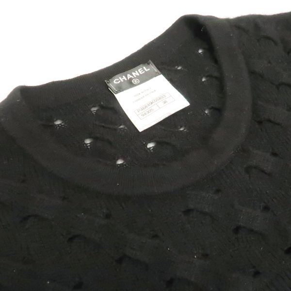 Chanel Knit Dress P46849 Cashmere Blend #38 Mini Length Black Chanel