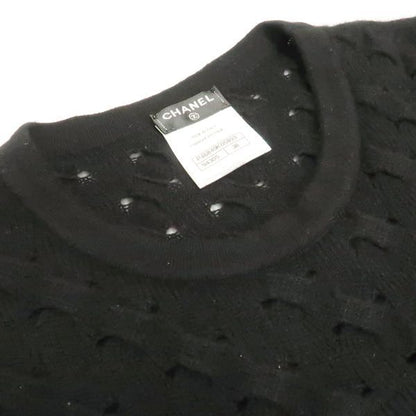 Chanel Knit Dress P46849 Cashmere Blend #38 Mini Length Black Chanel