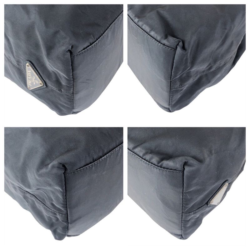 Prada Tessuto Triangle Logo Plate Black Nylon/plastic Tote Handbag Ladies 504894