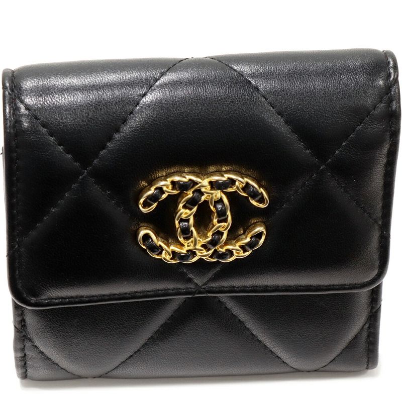 Chanel Trifold Wallet With Coin Purse Chanel 19 Small Flap Wallet In Lambskin