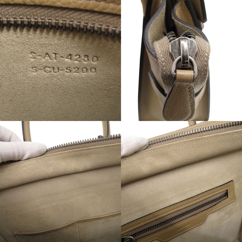 Celine Luggage Micro Shopper Leather Beige Handbag 1112 Celine