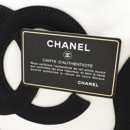 Chanel Coco Mark Marshmallow Bag Tote Bag Handbag Canvas Ivory White Black