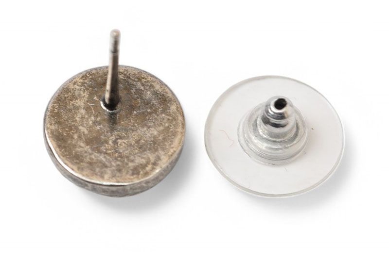 Chanel Earrings Chanel CC Coco Circle Motif Antique Silver B18