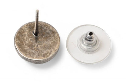 Chanel Earrings Chanel CC Coco Circle Motif Antique Silver B18