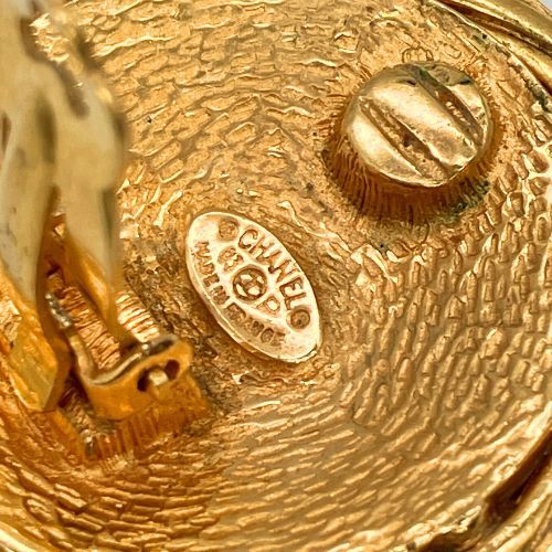 Chanel Earring Plated Metal Plated Metal 03P Coco Mark Rope Gold