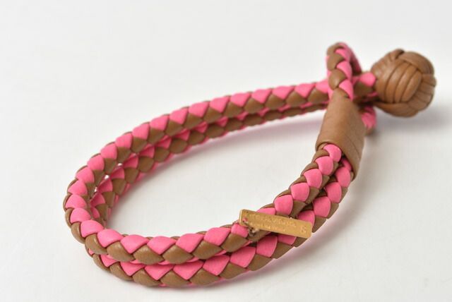 Bottega Veneta Bracelet Bangle Bottega Veneta Intrecciato Double Pink Brown