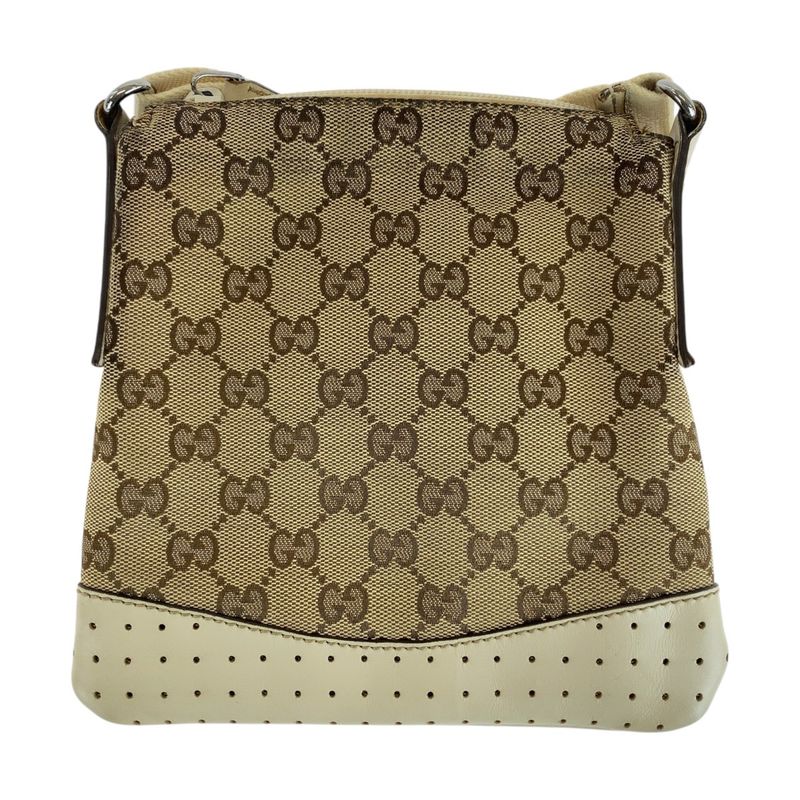 Gucci Brown Ivory Silver Hardware GG Canvas/leather 147671 Shoulder Bag