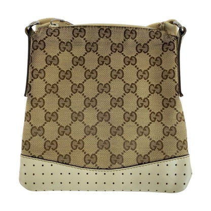 Gucci Brown Ivory Silver Hardware GG Canvas/leather 147671 Shoulder Bag