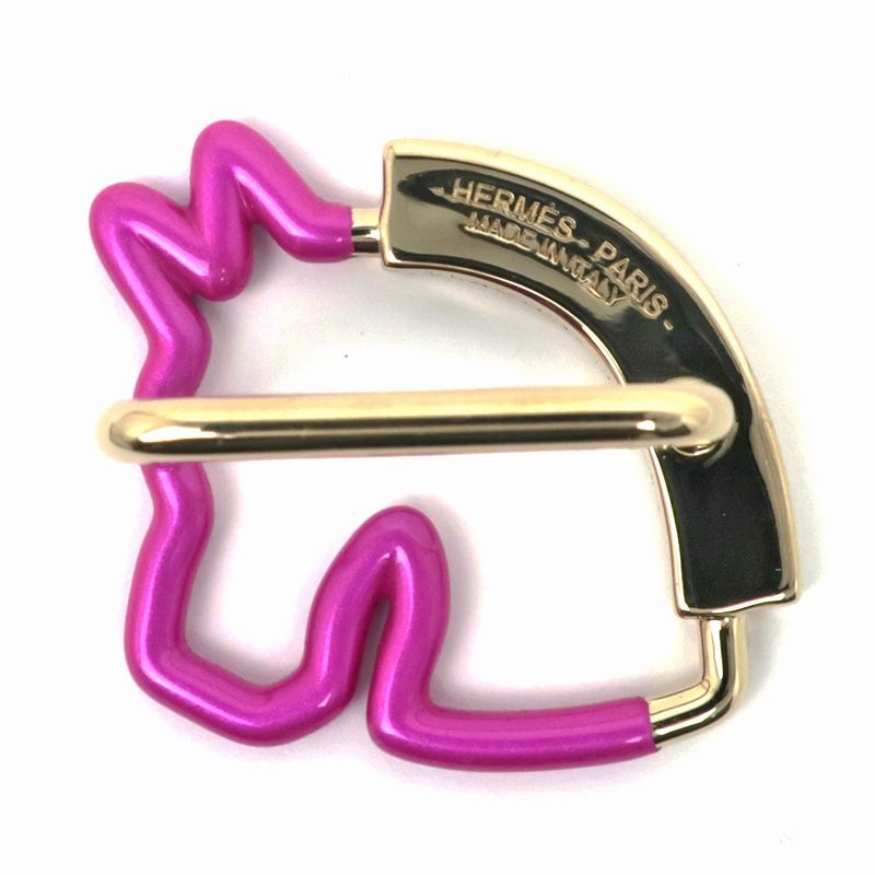 Hermes Scarf Ring Cheval Neon Cheval Pink Blue Gold Hardware Accessories