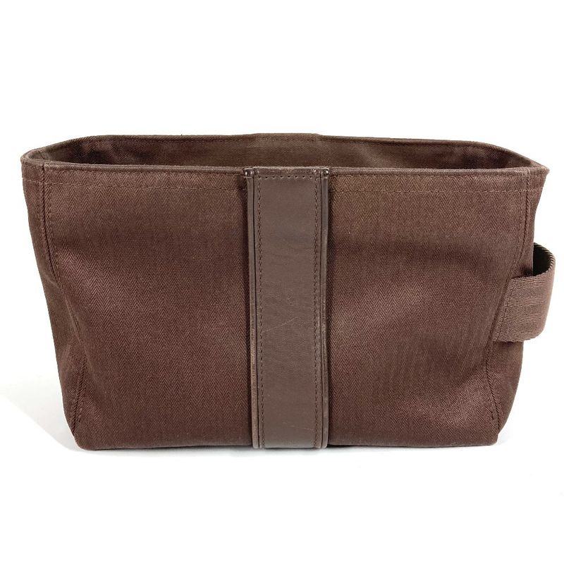 Hermes Pouch Acapulco Cles Ched Toilette MM Toile Chevron Brown