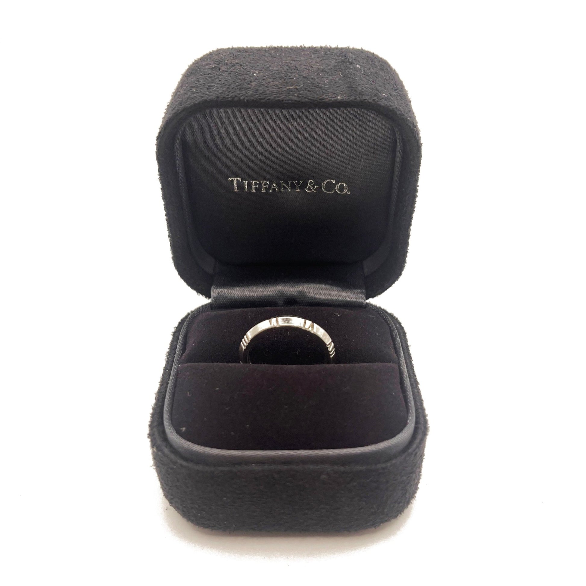 Tiffany & Co. Atlas X Closed Narrow Ring 18K White Gold Size 5 - The Reluxe