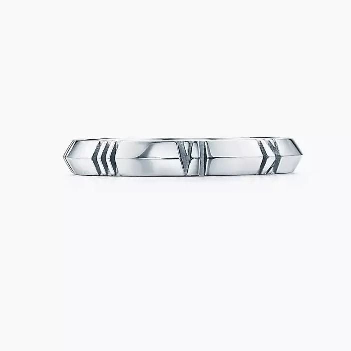 Tiffany & Co. Atlas X Closed Narrow Ring 18K White Gold Size 5 - The Reluxe