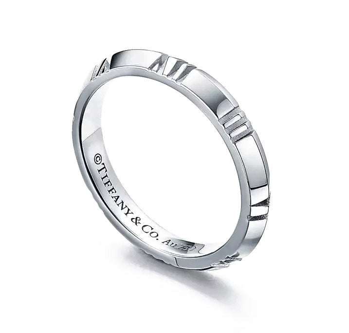 Tiffany & Co. Atlas X Closed Narrow Ring 18K White Gold Size 5 - The Reluxe