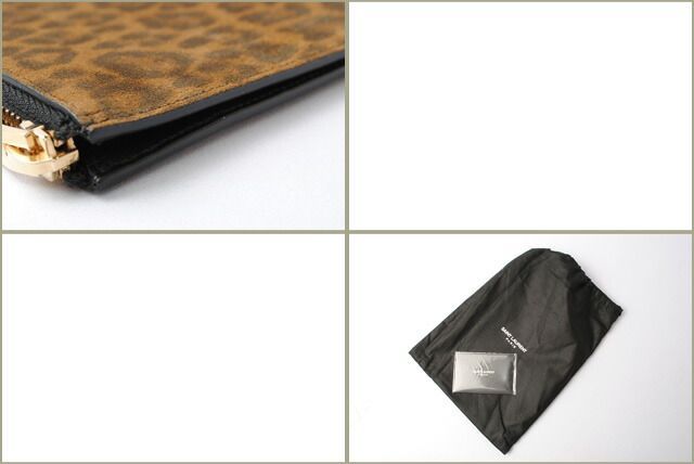 Saint Laurent Paris Clutch Bag Flap Pouch Saint Laurent Leopard Suede Brown