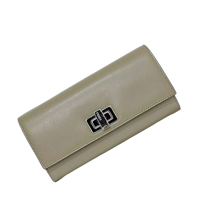 Fendi Foldable Long Wallet Gray Peekaboo 8m0377