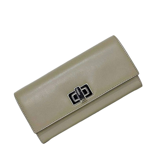Fendi Foldable Long Wallet Gray Peekaboo 8m0377