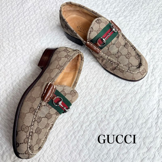 Gucci Horsebit Loafers GG Canvas Sherry Line 37 24cm (9.45in) Women's Brown