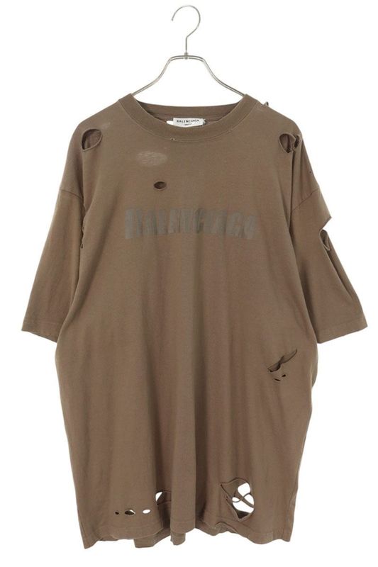 Balenciaga 651795 Tkvb8 Destroyed Logo Print T-shirt Men's XS
