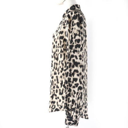 Saint Laurent Paris 465896 100% Silk Leopard Print Long-sleeved Shirt With