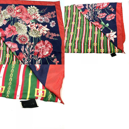 Gucci Scarf Floral All Over Flora Flowers Triangle Silk Multicolor