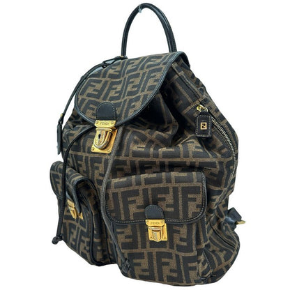 Fendi Zucca Pattern Canvas And Leather Women's Backpack And Daypack