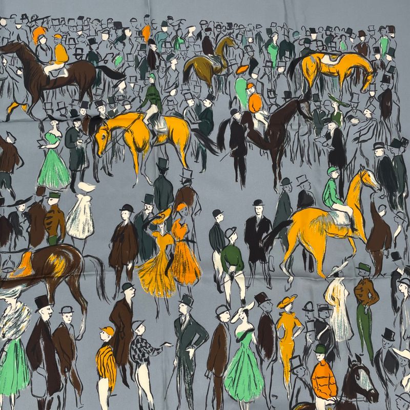 Hermes Carre 90 Silk Scarf Paddock Gray