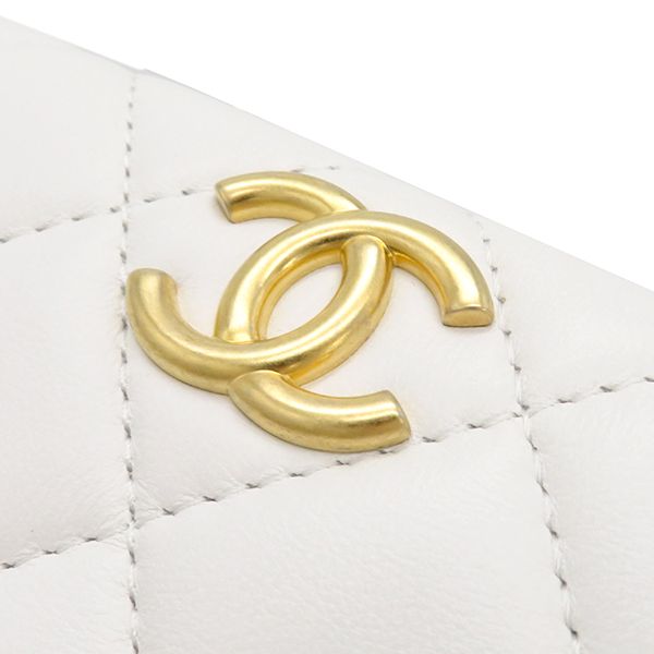 Chanel Shoulder Bag Mini Beauring Bag Lambskin White Gold Hardware Chain