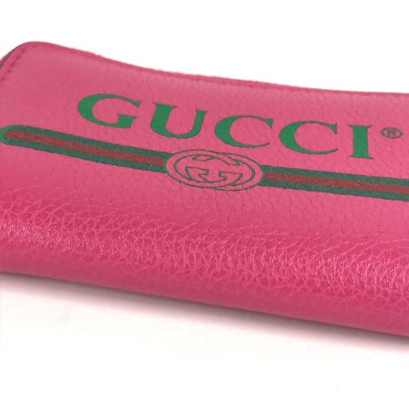 Gucci Coin Case Logo 496319 Leather Pink