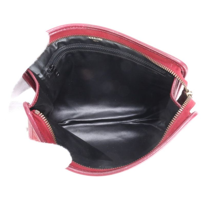 Celine Macadam Triomphe Leather Clutch Bag Hand Second Pouch Tote Women's RRE