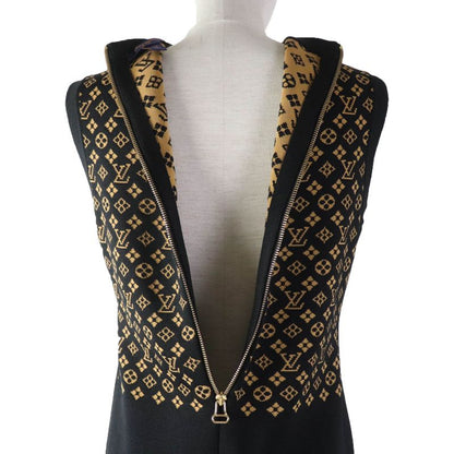 Louis Vuitton 2024 1abykg Silk Monogram Jacquard Knit Dress Black Brown XS Made