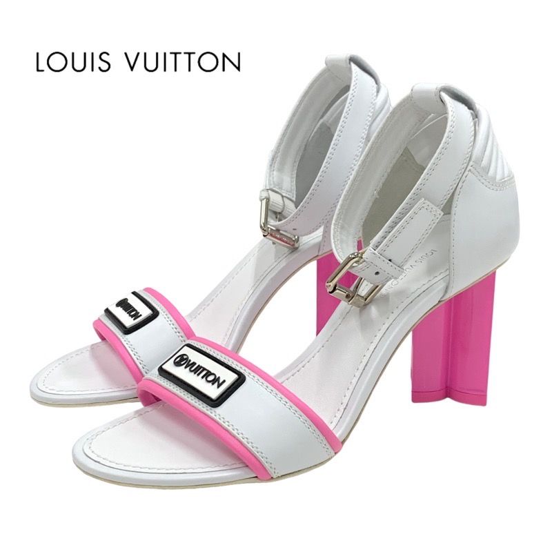 Louis Vuitton Silhouette Line Sandals Shoes Leather White Pink White Unused