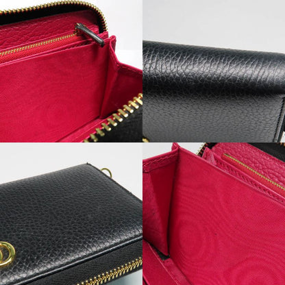 Gucci Double G Zip Around Wallet 456117 Black Gold Hardware Leather