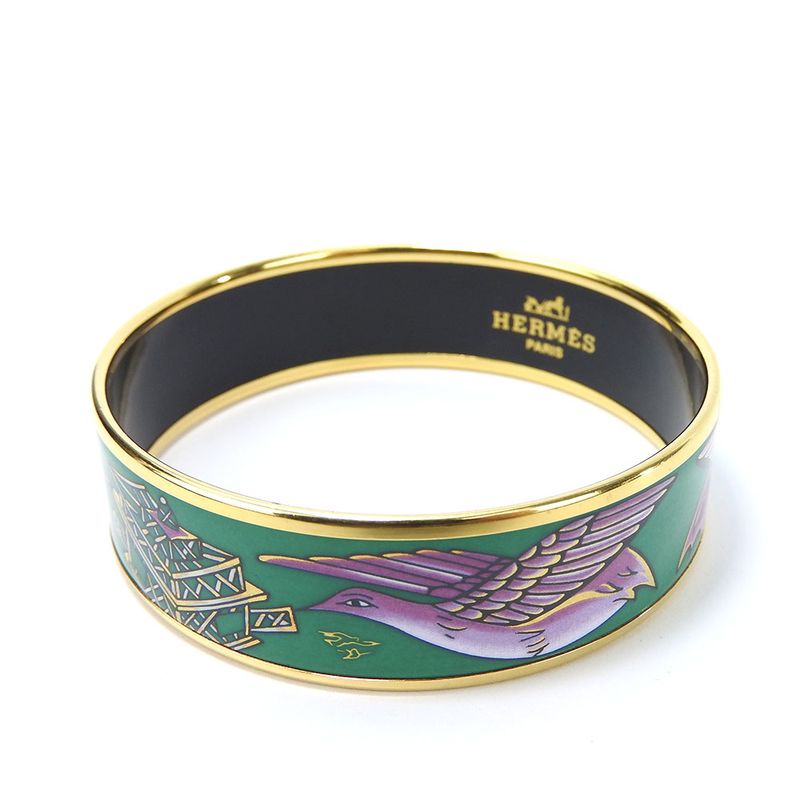 Hermes Bracelet Emile GM Metal Enamel Green Purple Gold Hardware Accessories