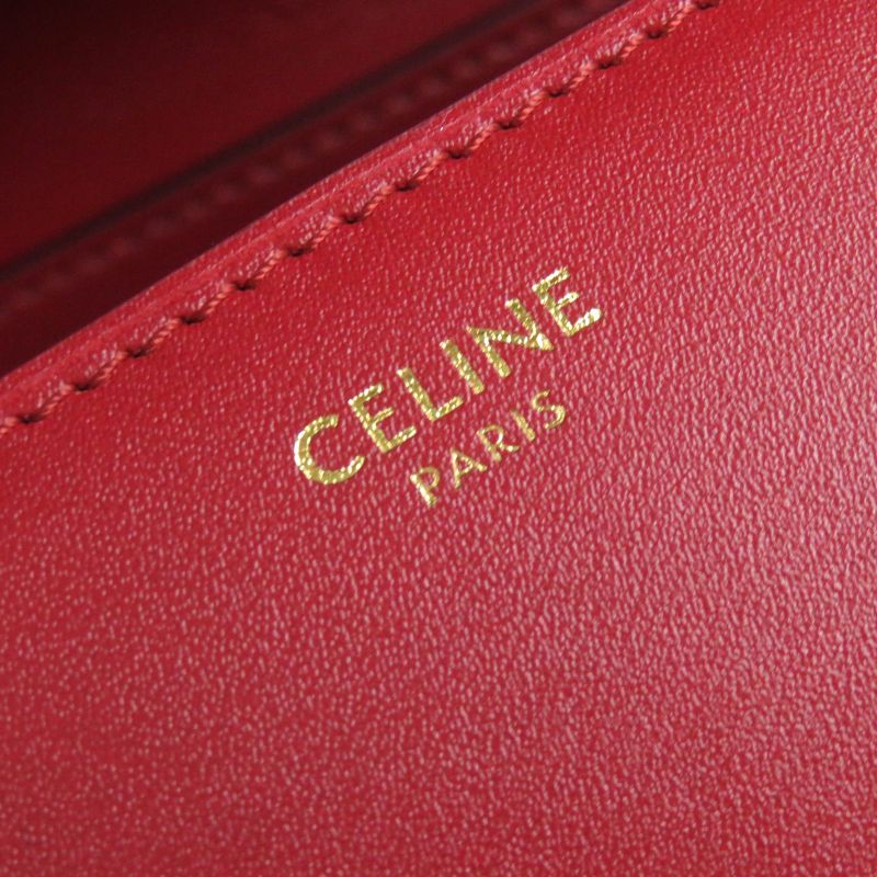 Celine 189183dls Classic BOX Small Classic Box Small Leather Shoulder Bag Red