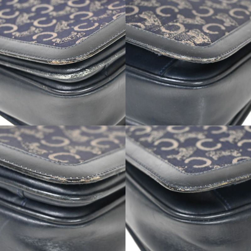 Celine Carriage One Shoulder Bag Macadam Navy Gold 60bs100