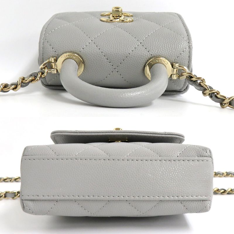 Chanel Matelasse Top Handle Flap Bag Caviar Skin Coco Handle 11cm