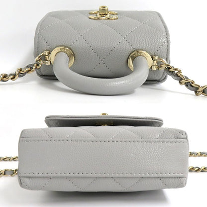 Chanel Matelasse Top Handle Flap Bag Caviar Skin Coco Handle 11cm