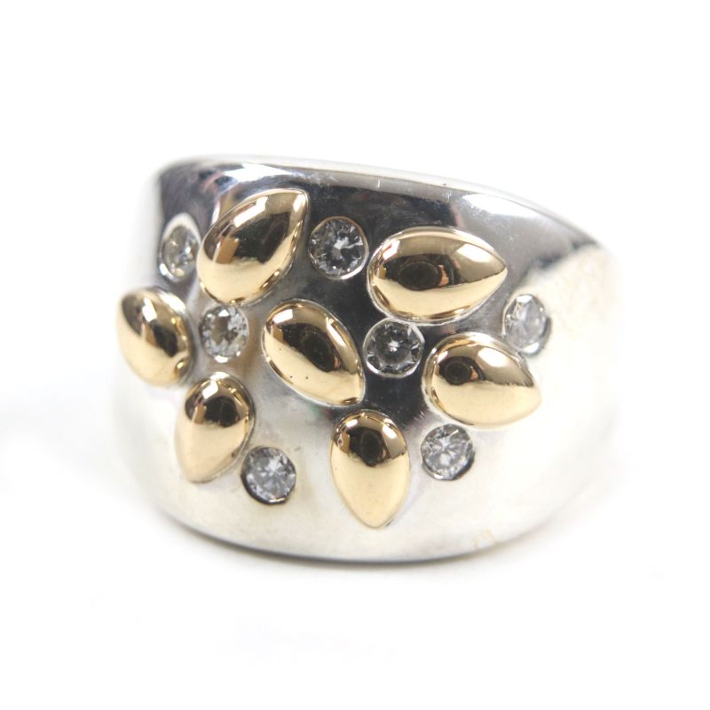  Hermes Vintage Gaucho Ring 925 750 7P Diamond Ring Silver 52 Size Equivalent