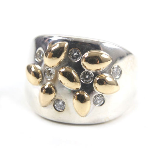  Hermes Vintage Gaucho Ring 925 750 7P Diamond Ring Silver 52 Size Equivalent