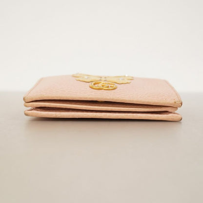 Gucci Wallet GG Marmont Butterfly 499361 Leather Pink Beige Gold Hardware Women