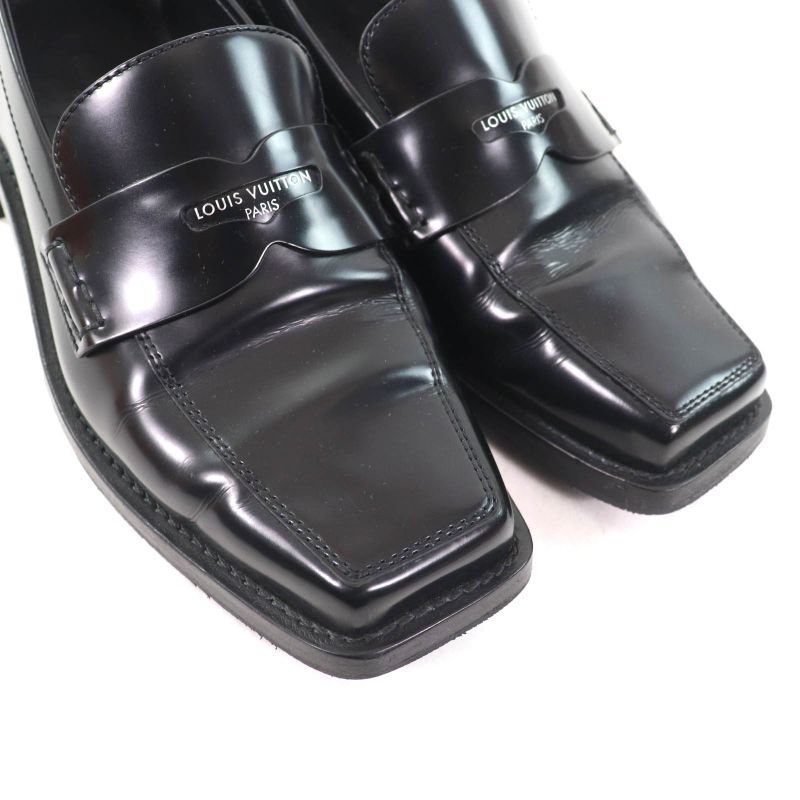Louis Vuitton Connelly Line Logoed Square Toe Leather Coin Loafer Black