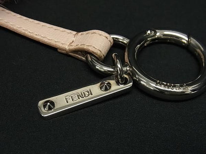 Fendi Pom Charm Fur And Leather Key Holder Key Ring Bag Charm Pink Fm2906