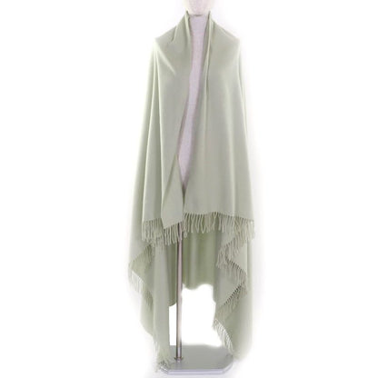 Hermes 100% Cashmere Logo Embroidered Fringed Extra-large Stole Shawl