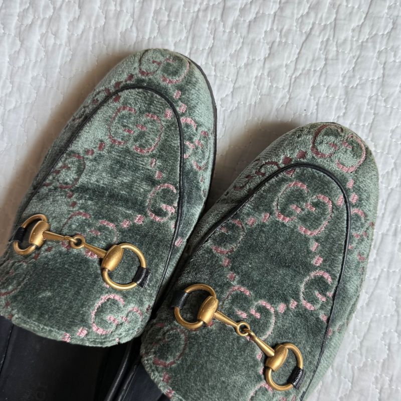 Gucci Jordane GG Pattern Horsebit Loafers Velvet Velour 35 1 2 22.5cm (8.86in)